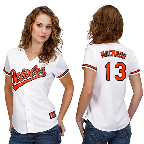 Manny Machado #13 mlb Jersey-Baltimore Orioles Women's Authentic Home White Cool Base Baseball Jersey